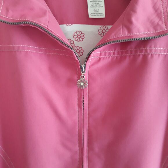 Alfred Dunner Jacket Fuchsia Pink Small Zip Daisy Charms Floral  Print Lining - Picture 7 of 13
